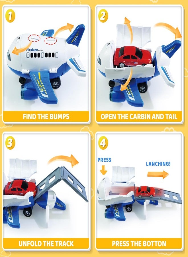 Beestech Airplane Toys with Runway and Car, Friction Powered Launcher Plane Toys for Boys Girls Kids Toddlers 3 4 5 6 Year Olds, Birthday Gifts (Blue) - Image 3
